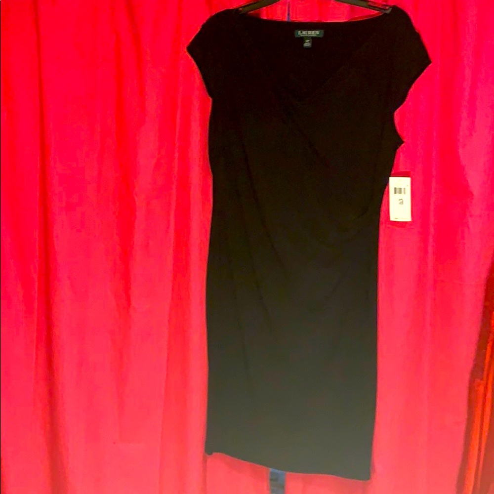 Ralph Lauren Short Sleeve Black Dress, Size 14P